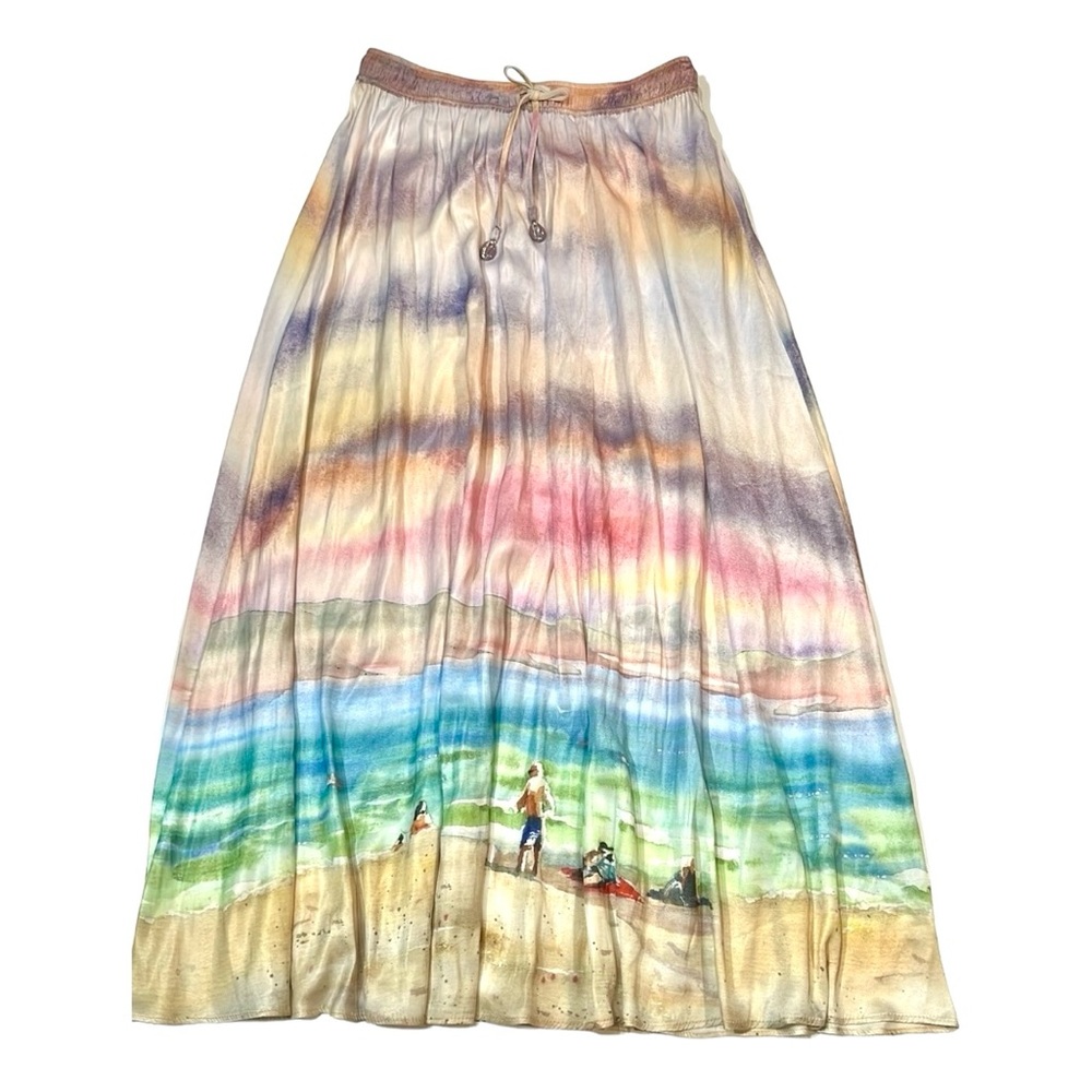 NWOT Rachel Zoe Beach Watercolor Midi  Skirt